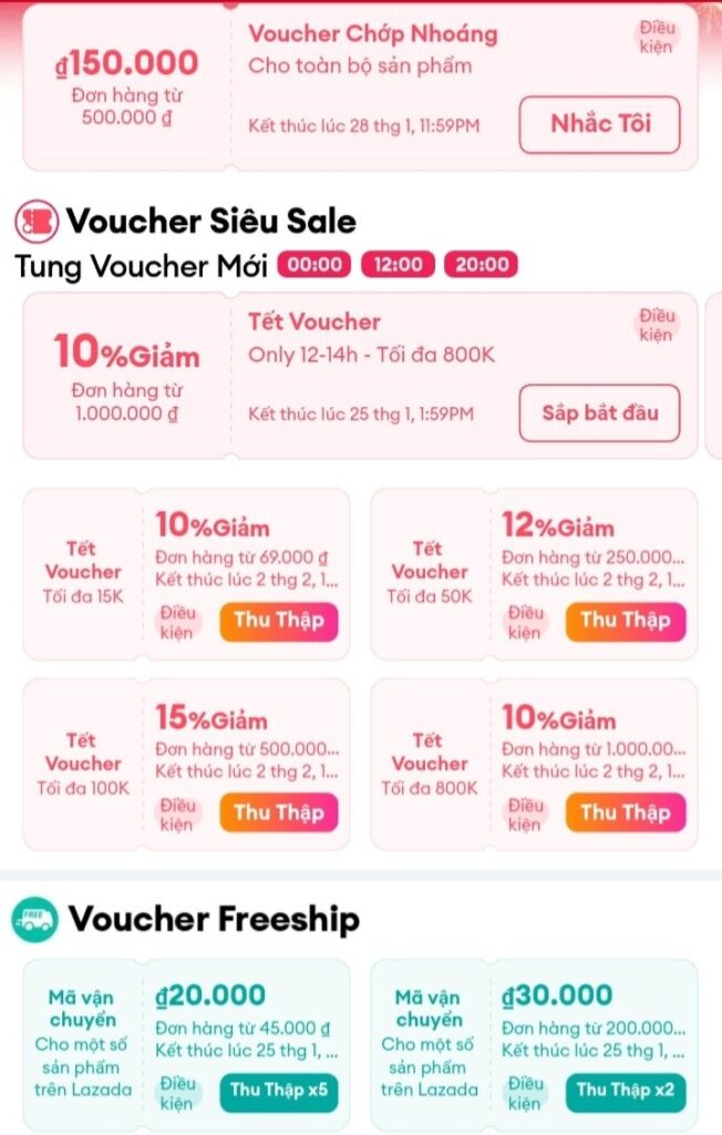 Cách tìm, lấy Voucher mã giảm giá trên sàn LAZADA cho người mới