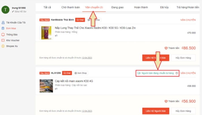 Cách kiểm tra đơn hàng Shopee đang ở đâu trên máy tính