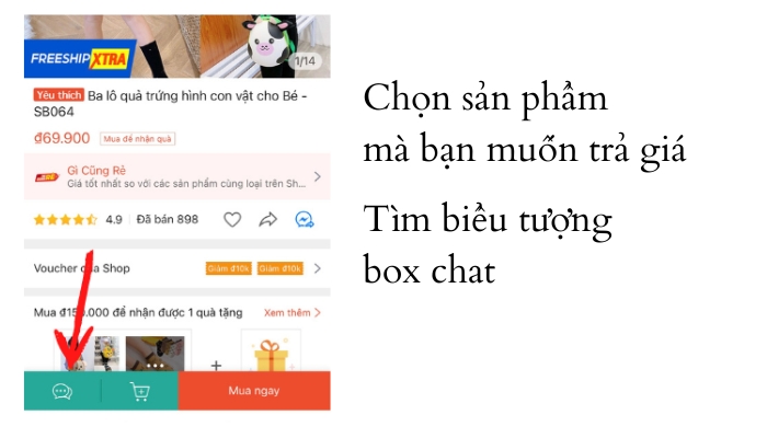 cách trả giá mua hàng trên Shopee