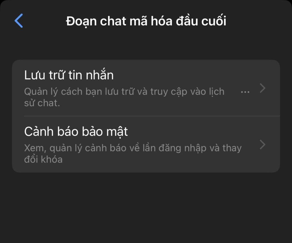 Nhấn vào "Lưu trữ tin nhắn"