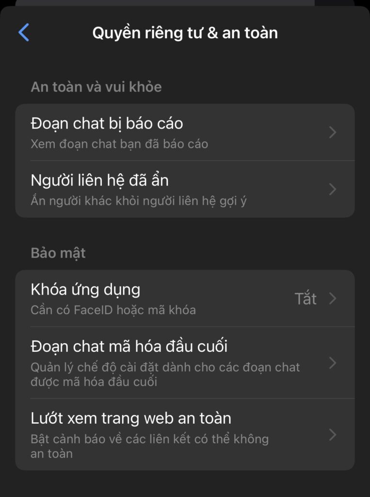 Chọn "Đoạn chat mã hóa đầu cuối"