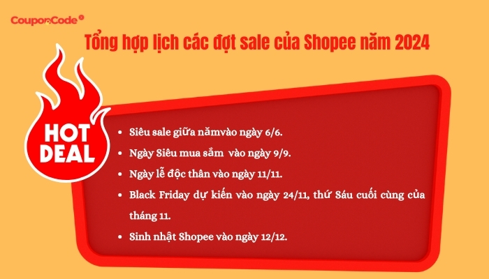 Tổng hợp lịch các đợt sale của Shopee năm 2024 cực lớn