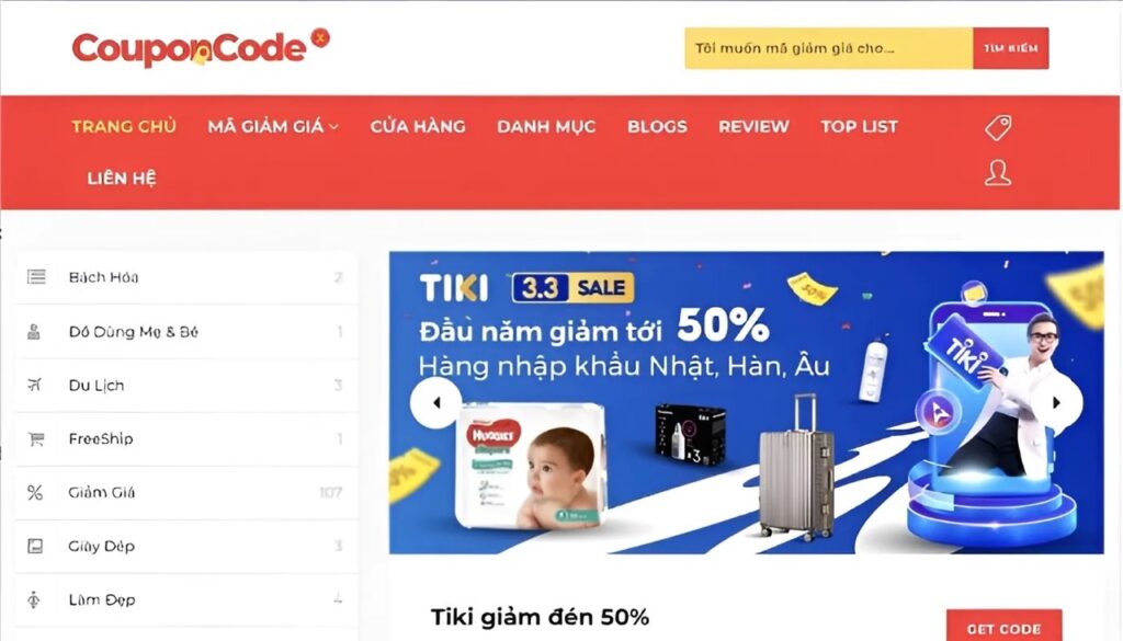 Truy cập trang website tổng hợp mã giảm giá