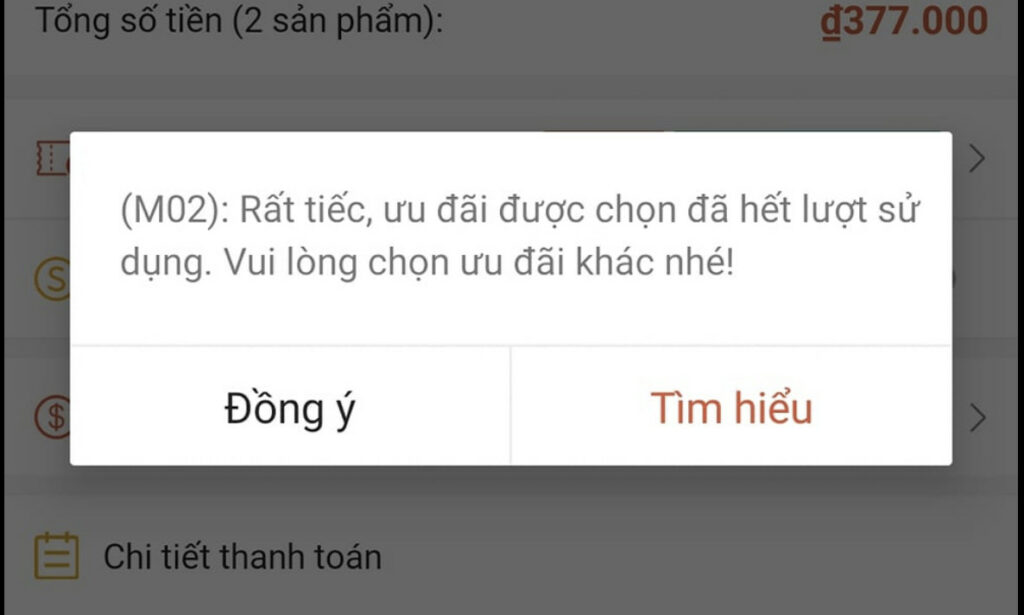 Lỗi M02 trên Shopee là gì?