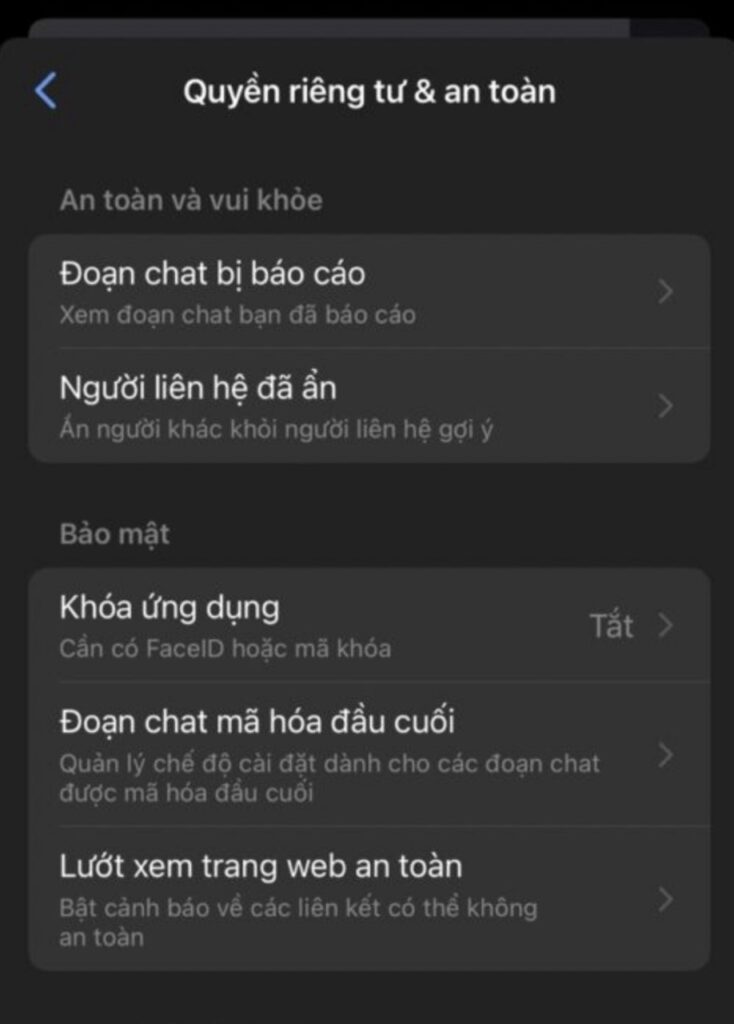 Chọn Đoạn chat mã hóa đầu cuối