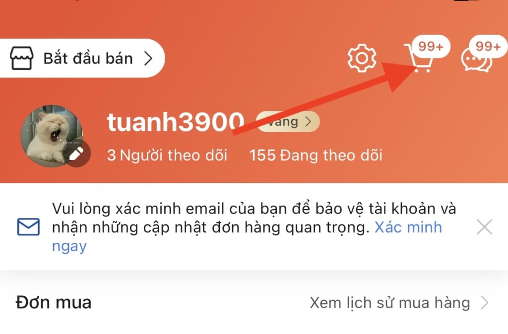 Nhấp vào biểu tượng "Cài đặt"