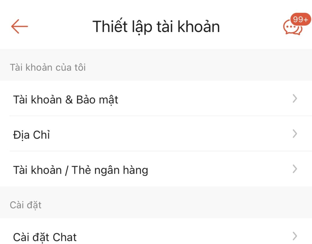 Chọn mục "Địa Chỉ"