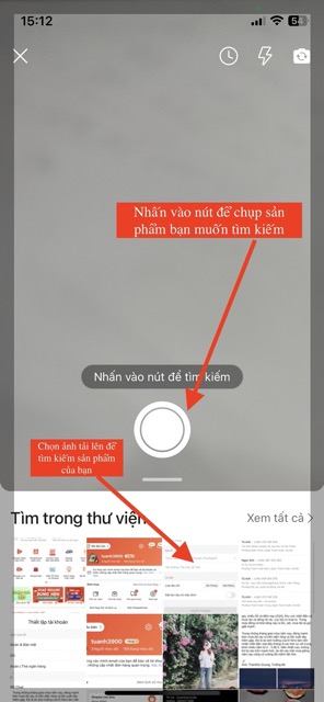 Chụp hoặc tải lên hình ảnh sản phẩm cần tìm kiếm.